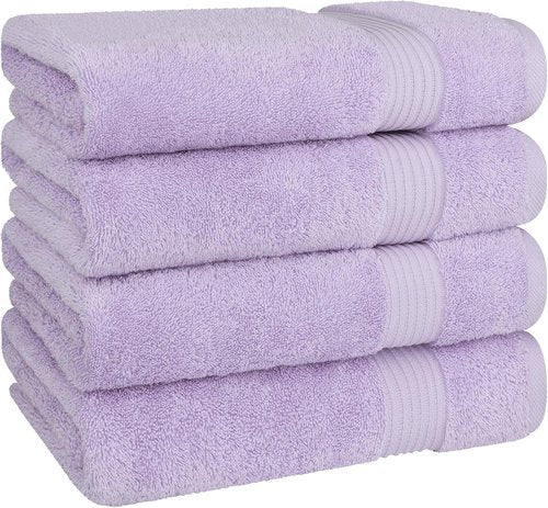 Cotton Paradise 100% Cotton Extra Large Plush Bath Towels Set - 4 Piece Lilac Collection