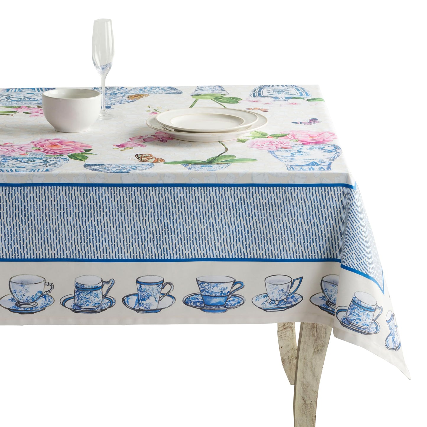 Maison d' Hermine Table Cloth Square Table 100% Cotton 54 x 54 Inches Tablecloth Reusable Decorative for Dining Kitchen Room Farmhouse Home Gifts for Mothers Day Spring Summer - Canton