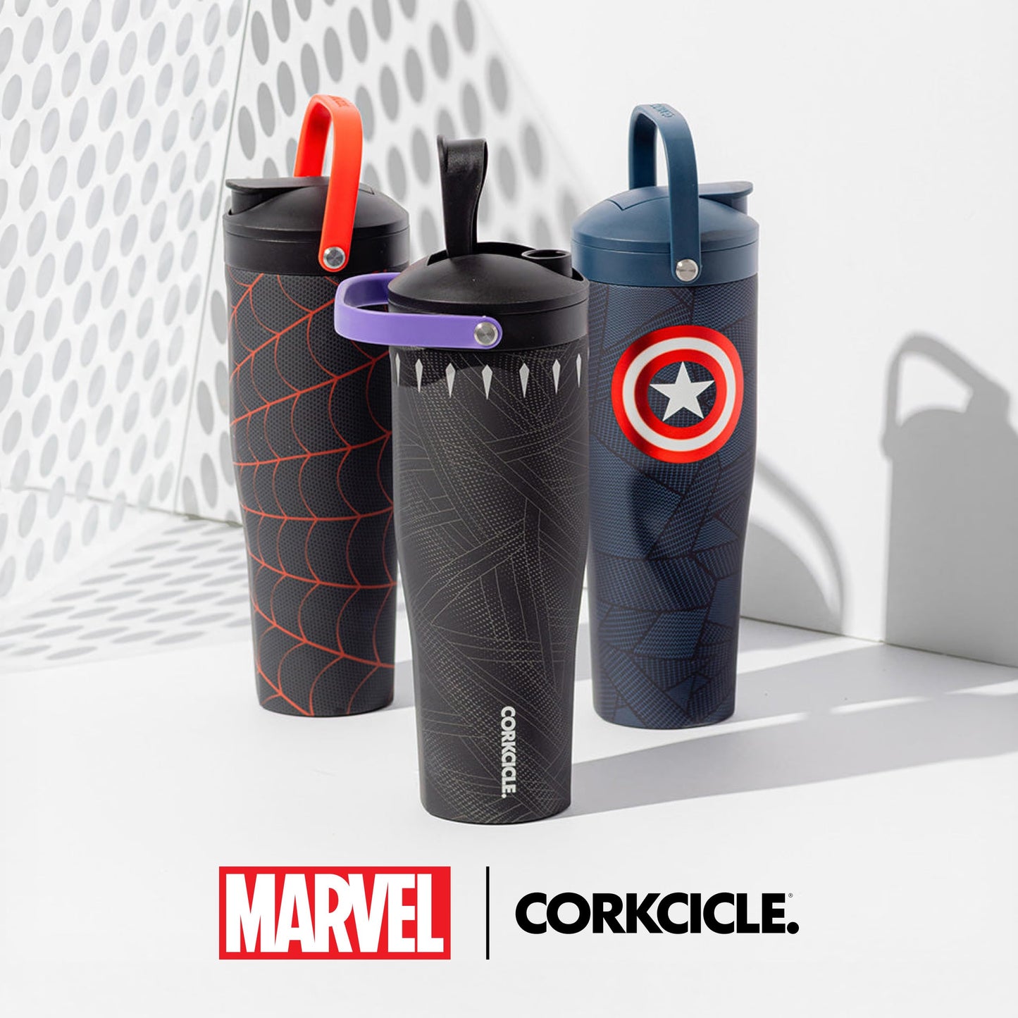 Corkcicle Protein Shaker - Built-In Agitator & Fruit Strainer Lid - 30oz - Miles Morales