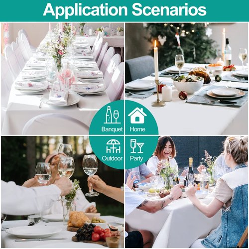 EMART 2 Pack White Table Cloth Rectangle 60 x 102 inch Tablecloth for 4-6 Foot Rectangle Tables Washable, 180 GSM Thickened Polyester Fabric Tablecloth for Party & Wedding Decorations