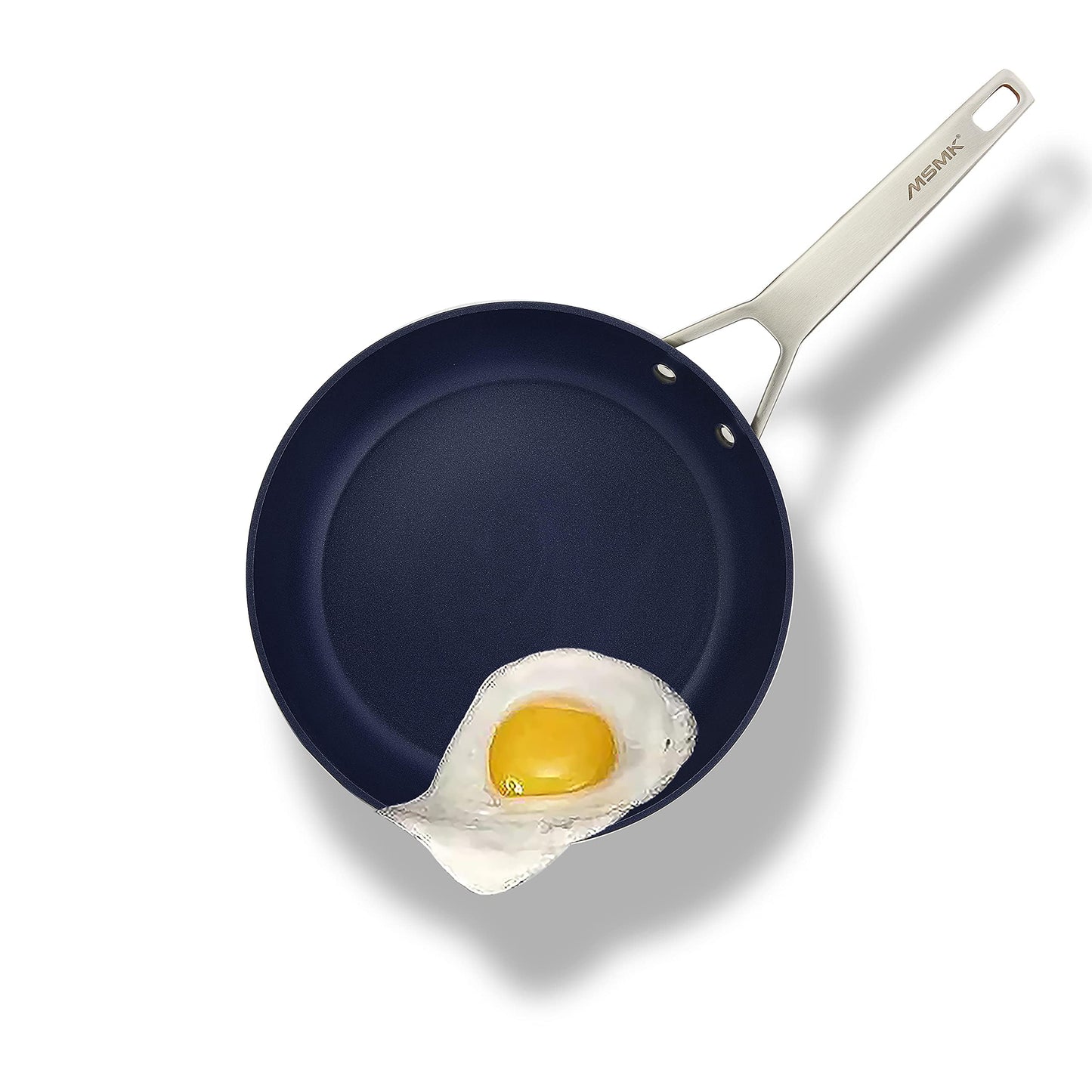 MsMk Small Nonstick Frying pan Blue, 8-inch Durable Egg Omelet Skillet, Titanium and Diamond Non Stick Coating From USA, for Induction,Cerammic and Gas Cooktops, Oven Safe,Dishwasher Safe