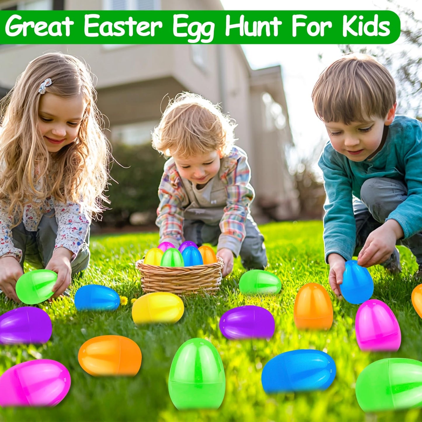 TURNMEON 500 Count 3.1 Inch Large Plastic Easter Eggs Bulk Fillable Empty Eggs for Easter Basket Stuffer Filler Eggs Hunt Filling Treats Theme Party Favors Classroom Prize Supplies Decoration