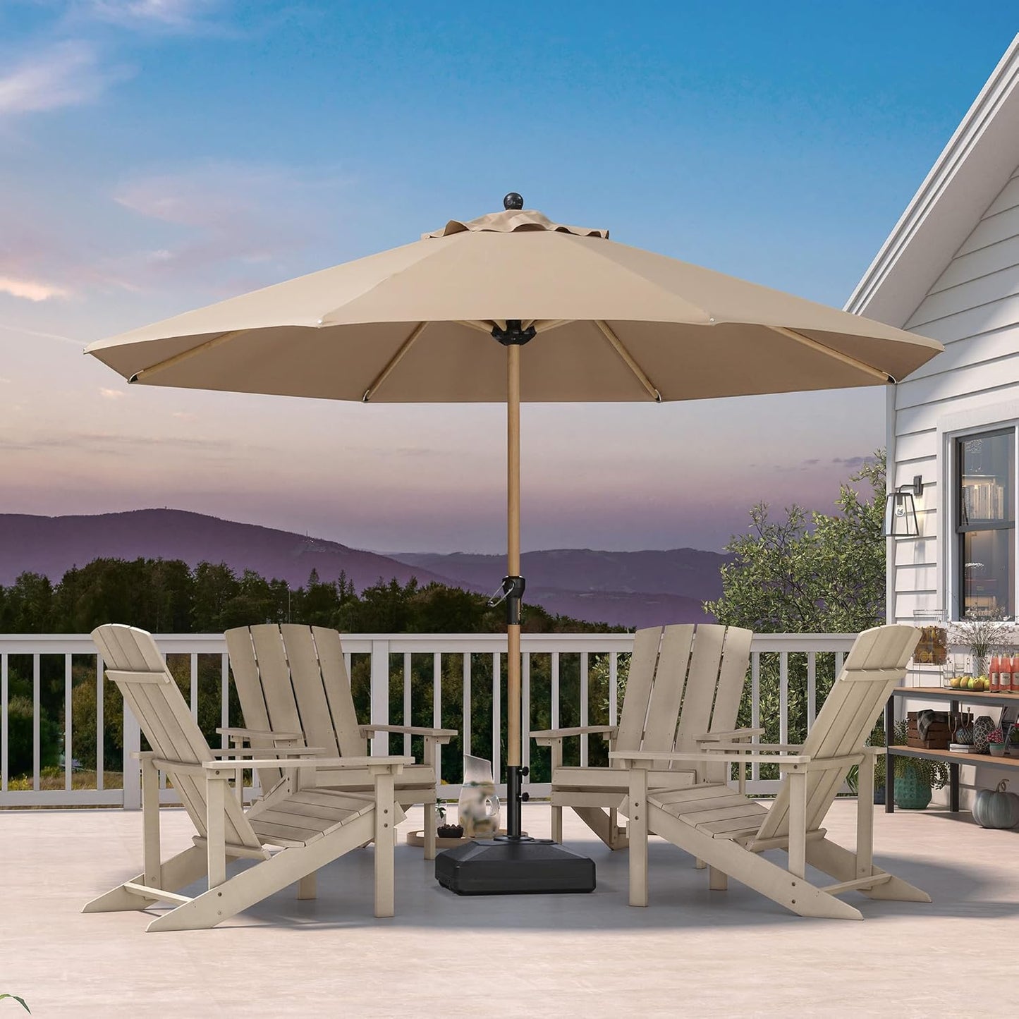 Purple Leaf 11 Feet Patio Umbrella - Durable Aluminum Market Umbrella with Crank & 8 Ribs | Taupe