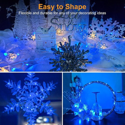 Btfarm 6 Pack Fairy Lights - Battery Operated 20 LED Twinkle Lights | Waterproof Mini Silver Wire, Blue