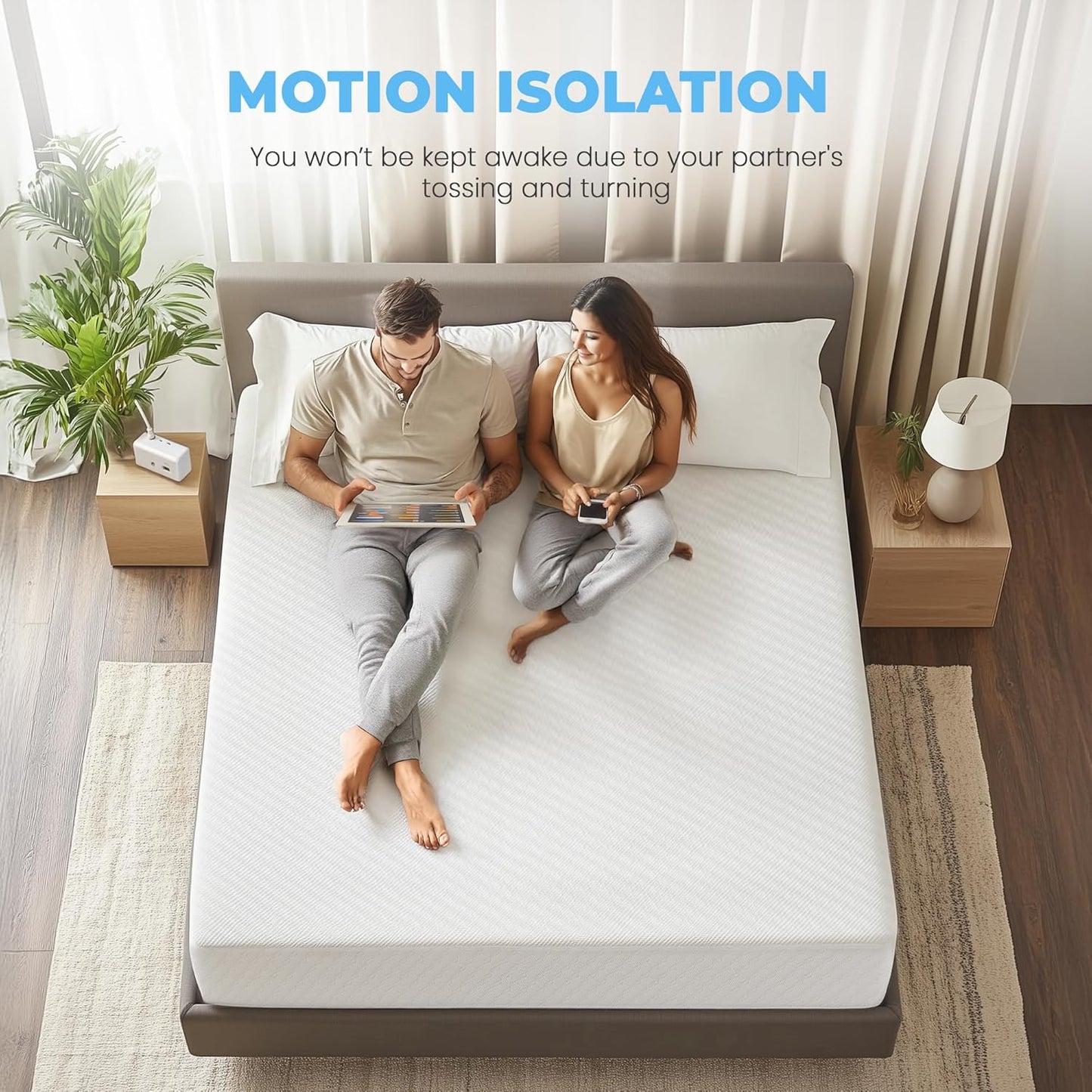 Neo Sleep 10 Inch Queen Cooling Gel Memory Foam Mattress - Medium Firm, Pressure Relief, CertiPUR-US Certified