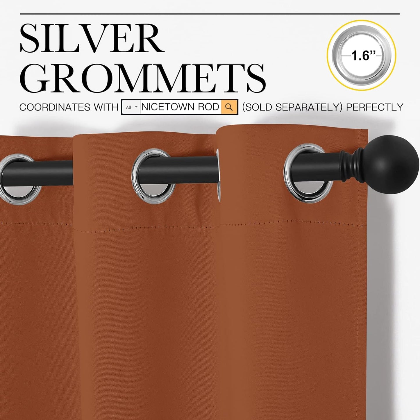 NICETOWN Blackout Curtains - Thermal Insulated Drapes for Privacy | Burnt Orange, 42 x 68 Inches