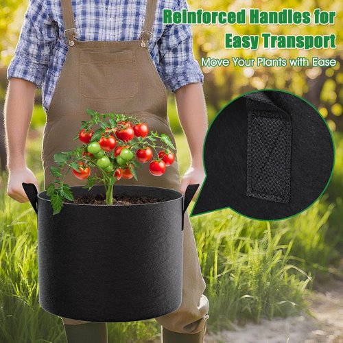 Feed Garden 10 Gallon Grow Bags - 4 Pack Thickened Fabric Plant Pots with Reinforced Handles | Breathable Drainage for Vegetables & Herbs