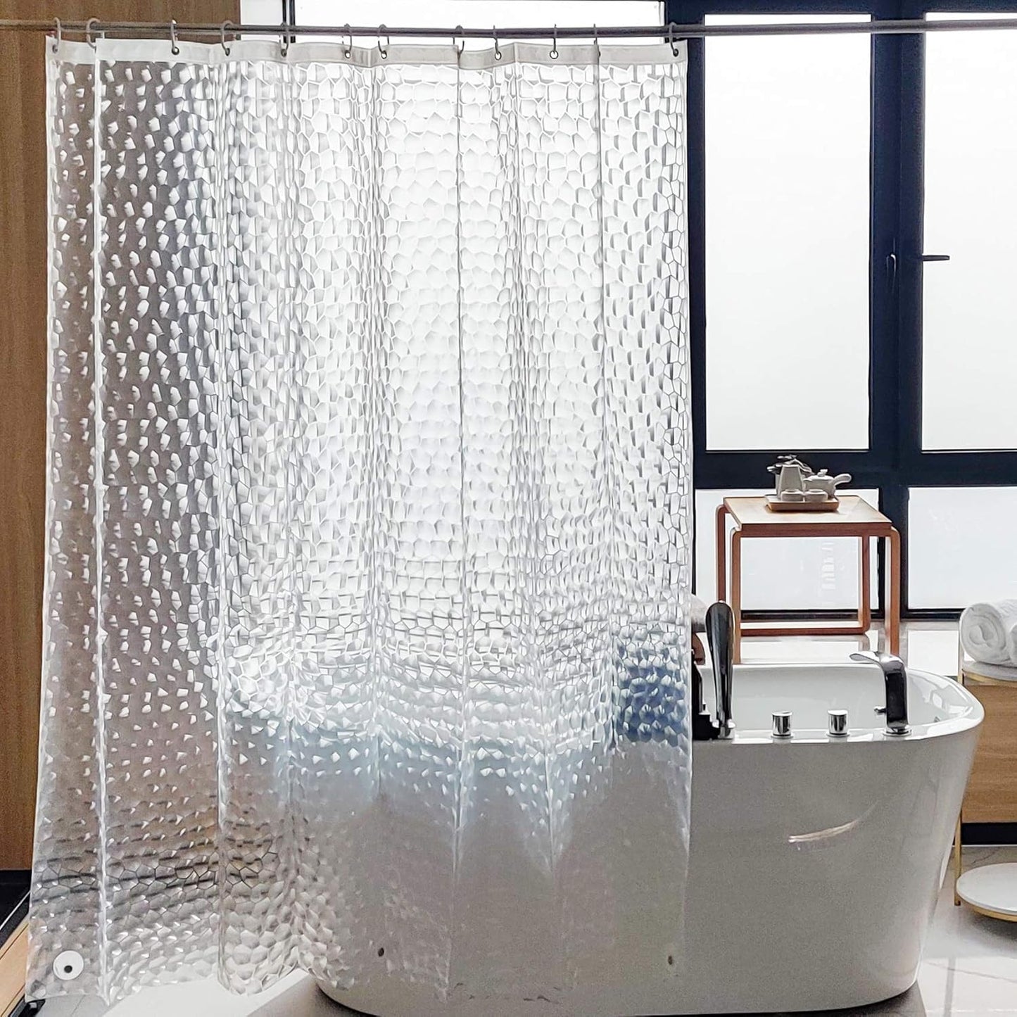 NTBAY Clear Shower Curtain - Water-Repellent EVA with 3 Magnets | 72x72 Inches for Bathroom