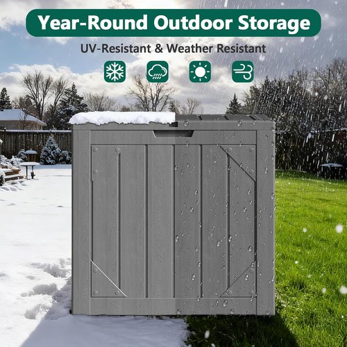 30 Gallon Outdoor Storage Box - Waterproof Resin Deck Organizer for Patio Cushions & Garden Tools