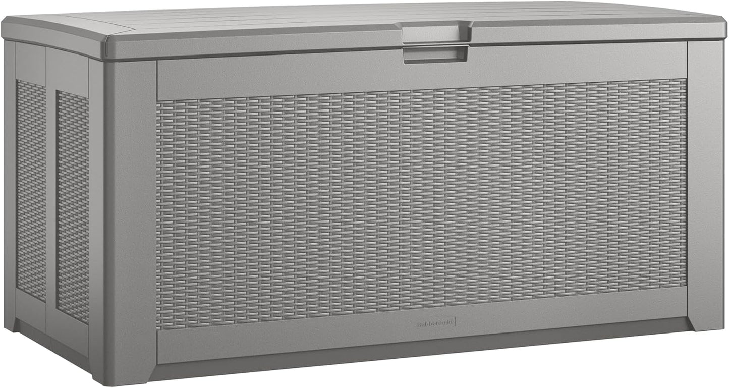 Rubbermaid Extra Large Resin Outdoor Storage Deck Box - 134 Gal, Weather Resistant, Gray | Ideal for Deck Organization and Patio Storage