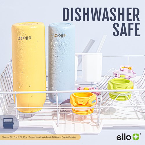Ello Pop & Fill 22oz Stainless Steel Water Bottle with Quick Fill Technology, Double Walled and Vacuum Insulated Metal, Leak Proof Locking Lid, Sip and Chug, Reusable, BPA Free, Pistachio