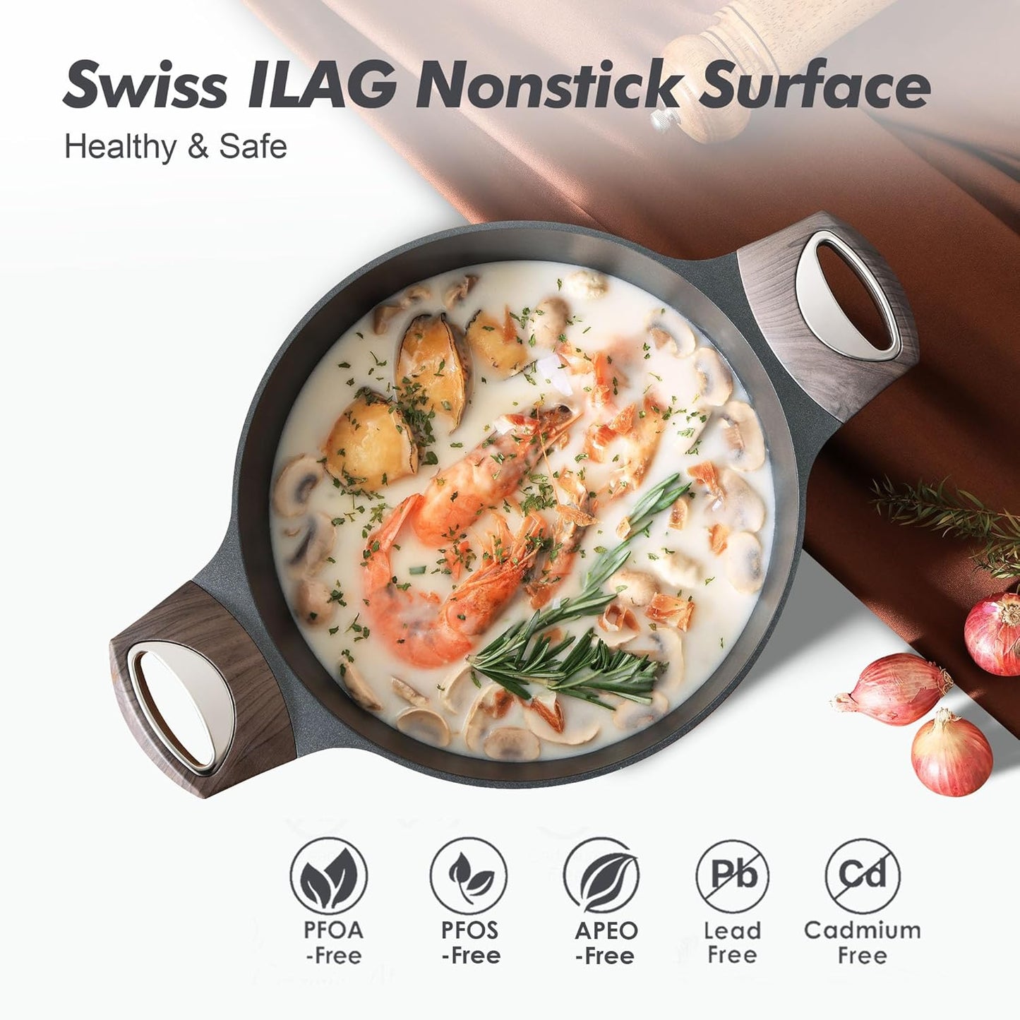 SENSARTE Nonstick Frying Pan & Stock Pot Set - 8-Inch Skillet with Lid & 4.5QT Induction-Compatible Pot