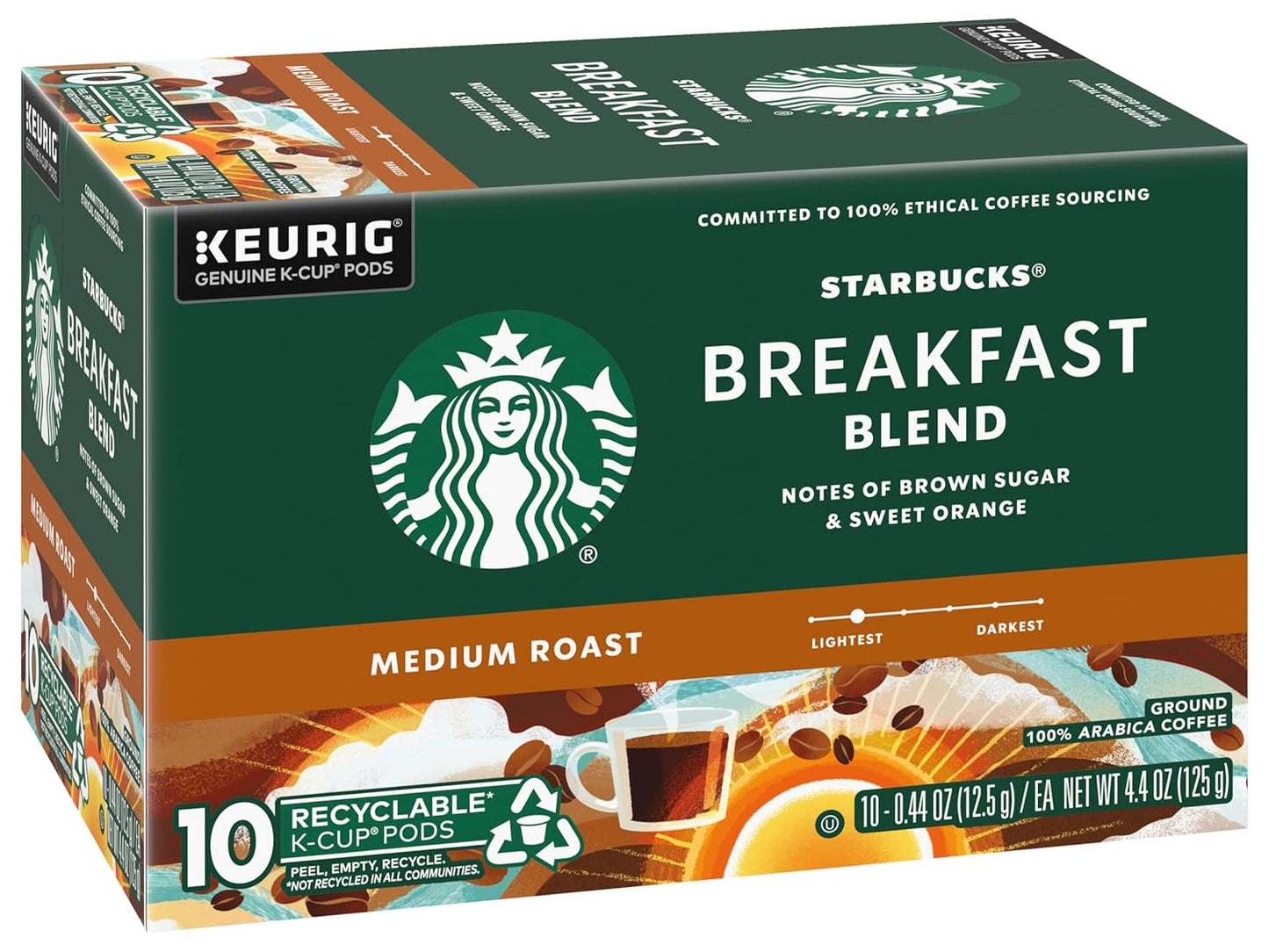 Starbucks K-Cup Pods - Breakfast Blend Medium Roast Coffee for Keurig | 30 Pods Total