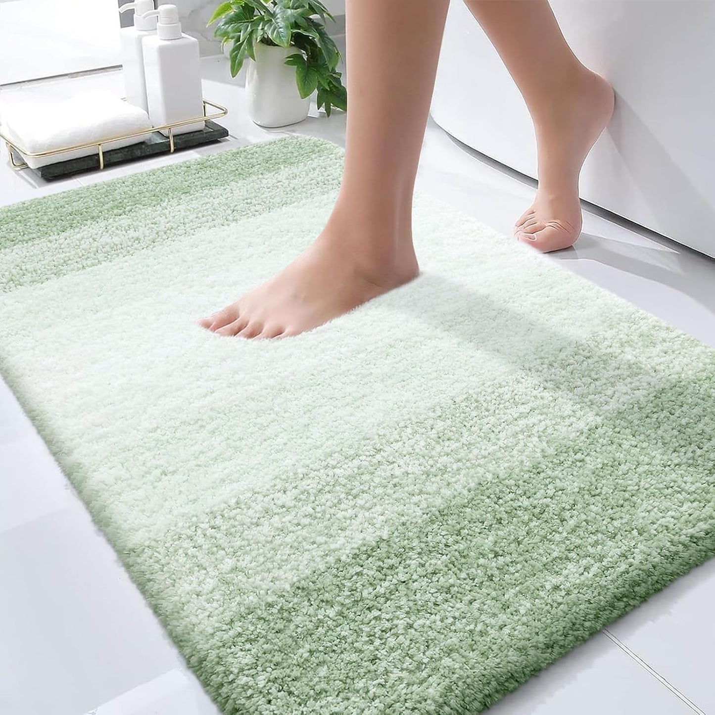OLANLY Bathroom Rugs - Extra Soft Microfiber Mat | Quick-Dry, Machine Washable, 36x24, Sage Green