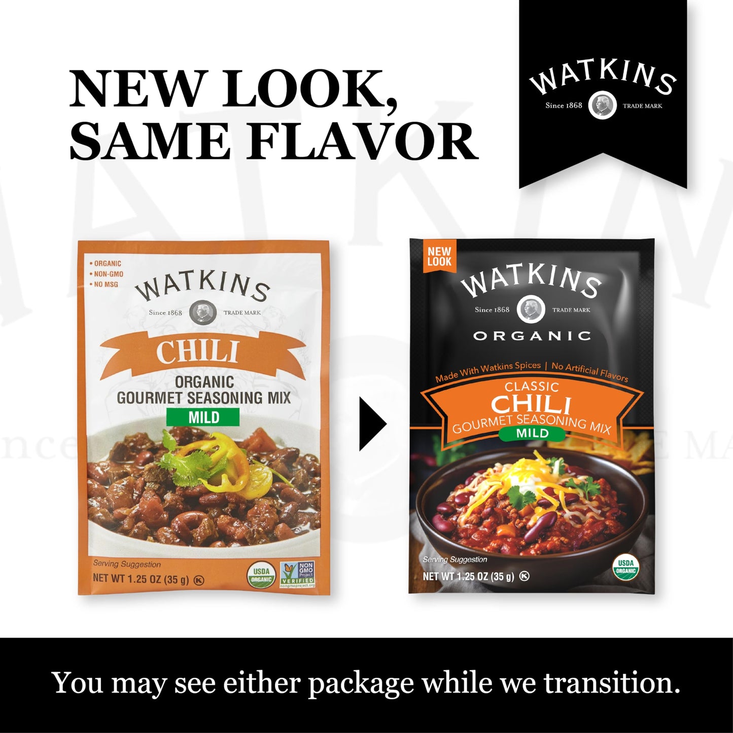 Watkins Organic Gourmet Seasoning Mix, Mild Chili, 1.25 Oz. Pouch, 1 Count