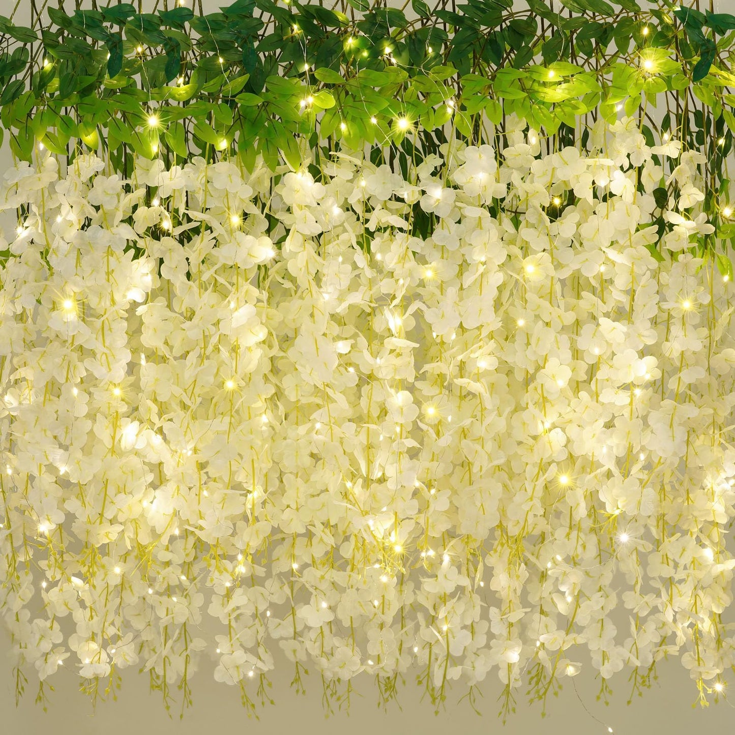 60 Pack White Wisteria Hanging Flowers, Fake Hanging Flowers for Decoration, Artificial Hanging Flowers, Vines for Bedroom, Flower Garland for Home, Party, Garden, Wall, Wedding Decoration(3.6 Ft/Pcs)