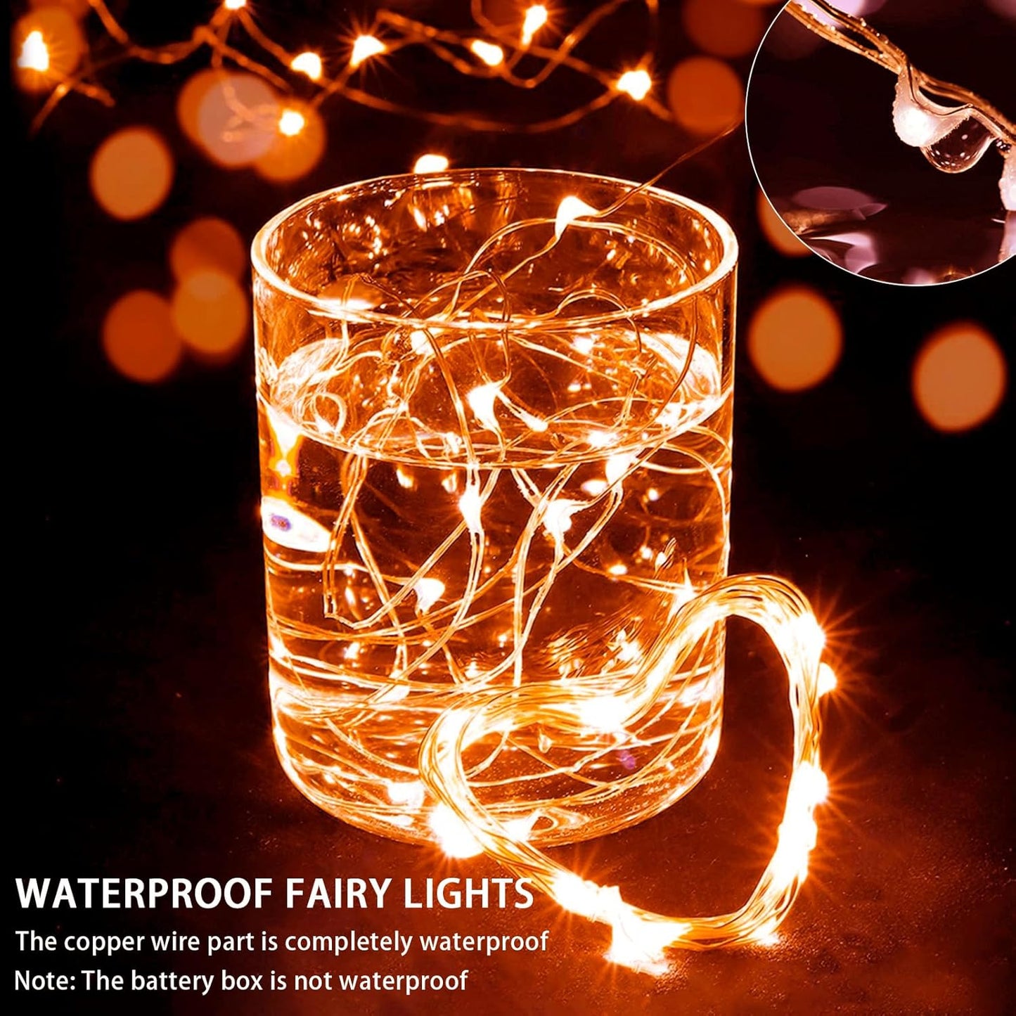 Skiennix 12 Pack Orange Fairy Lights - 7Ft 20 LED Twinkle String Lights | Battery Operated & Waterproof for Parties, Weddings, and Holidays
