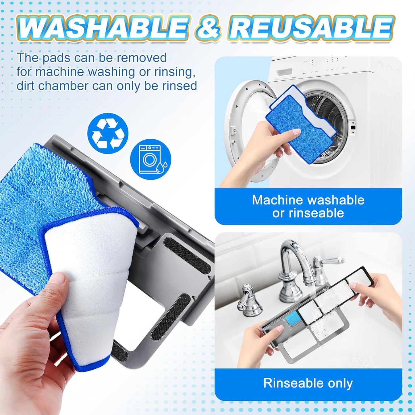 KEEPOW Reusable Mop Pads - Compatible Replacement for Shark VACMOP Models - 4+2+1 Pack