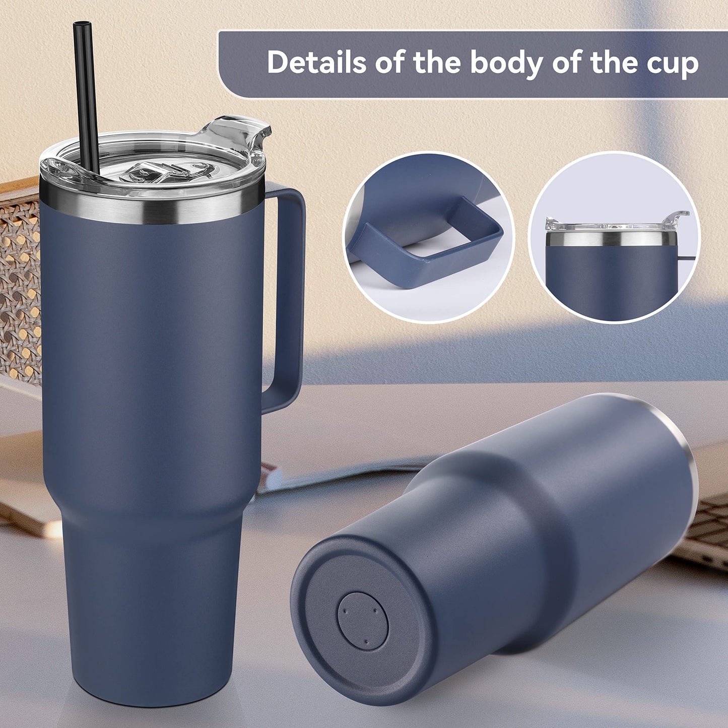 HASLE OUTFITTERS 30oz Tumbler With Handle, Insulated Travel Coffee Mug With Straw Leak-Proof Double Wall Stainless Steel Vacuum Tumblers Metal Cup with Straw for Hot and Cold Drink
