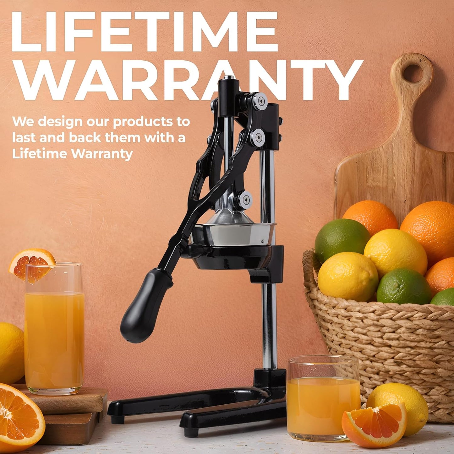 Zulay Kitchen Extra Tall Citrus Press - Manual Juicer for Orange Juice, Fits Tumblers & Tall Glasses
