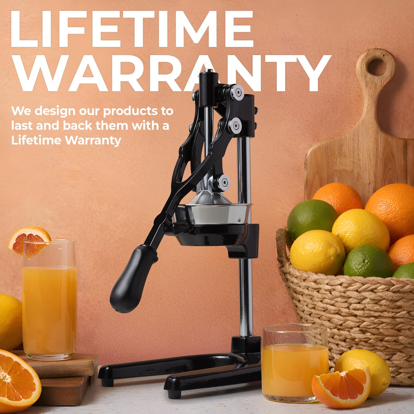 Zulay Kitchen Extra Tall Citrus Press Manual Juicer - Manual Orange Juice Squeezer, Fits Tumblers, Tall Glasses and Cups - Fruit Press & Juice Press, Juice Presser Machine & Citrus Juicer Manual