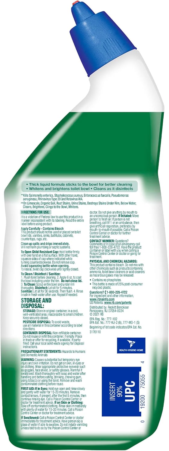 Lysol Toilet Bowl Cleaner Gel - Powerful Stain Removal & Disinfection | 24oz (Pack of 2)