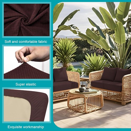 BIETYONE 14 Pcs Patio Cushion Covers - Washable Outdoor Couch Slipcovers in Coffee Color