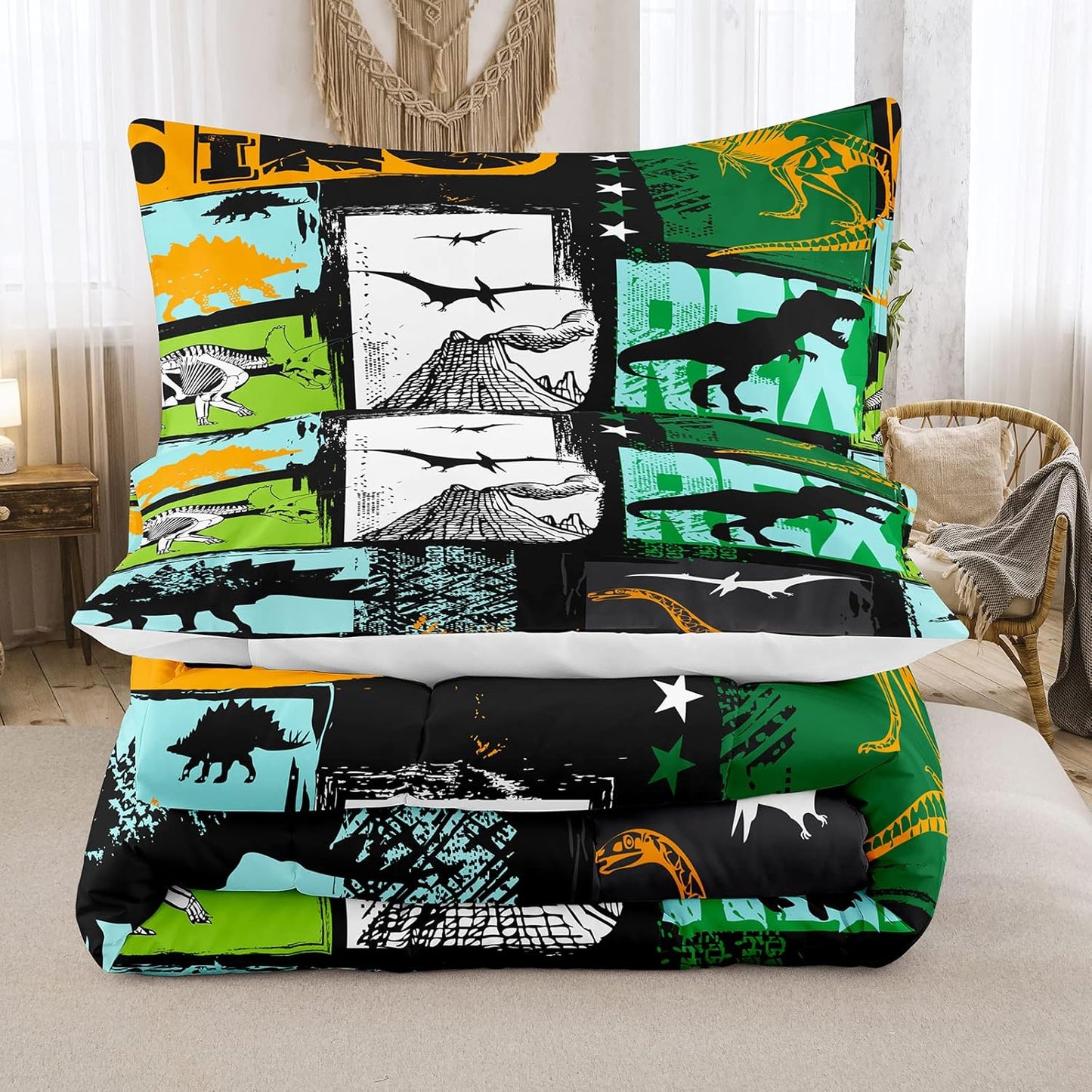 Bodhi Rainbow Graffiti Football Bedding for Boys & Teens - Full Comforter Set with Matching Pillowcases