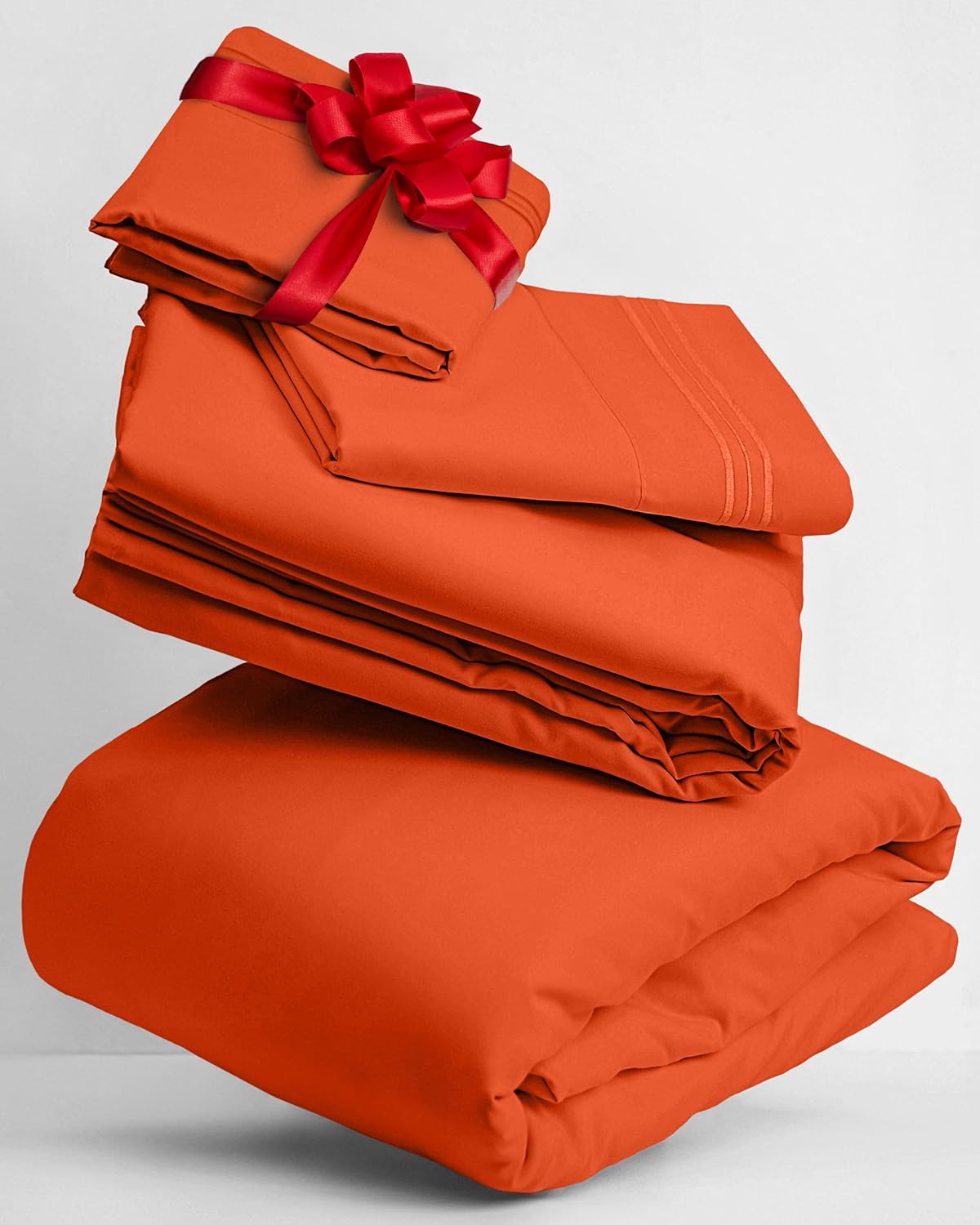 Mellanni Twin XL Sheets Set - 3 PC Hotel Luxury Bedding | Extra Soft, Cooling, Wrinkle-Resistant (Poppy Orange)
