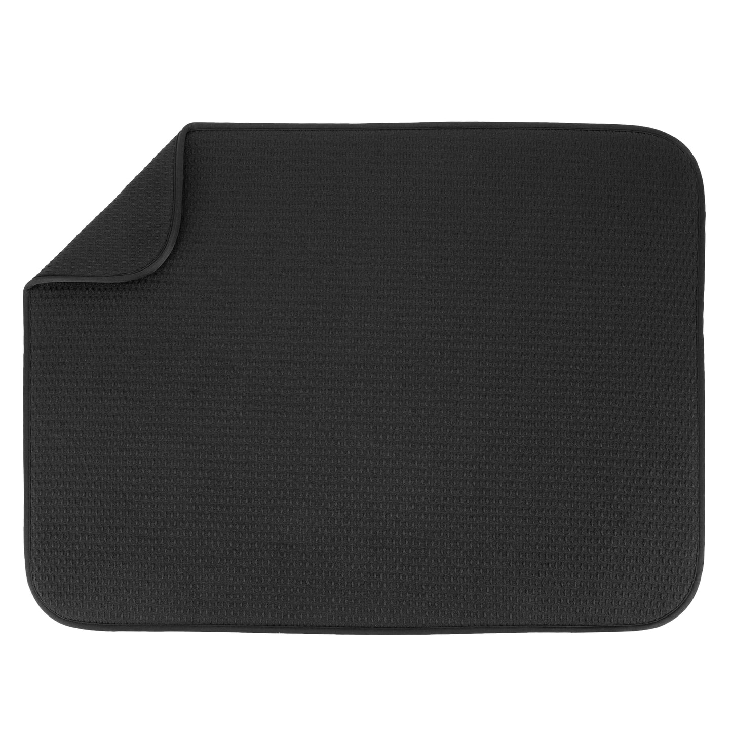 S&T INC. Dish Drying Mat XL, 18” x 24”, Absorbent Microfiber Kitchen Counter Mat, Drying Pad for Dishes, Utensils, Pots and Pans, Extra Large, Diamond Texture, Black