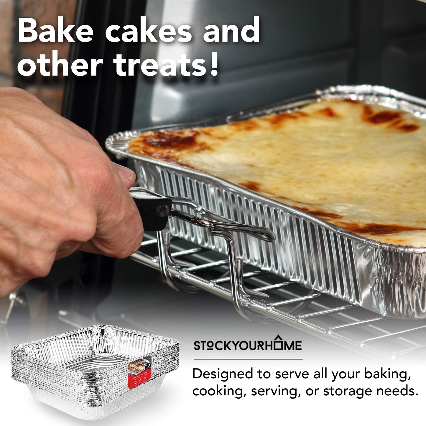 Stock Your Home Aluminum 9x13 Disposable Foil (25 Pack) – Half Size Deep Steam Table for Cooking, Heating, Storing, Prepping Food