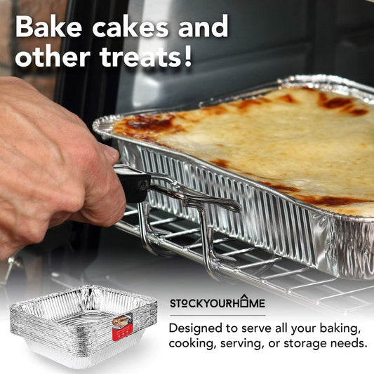 Stock Your Home Aluminum 9x13 Disposable Foil (25 Pack) – Half Size Deep Steam Table for Cooking, Heating, Storing, Prepping Food