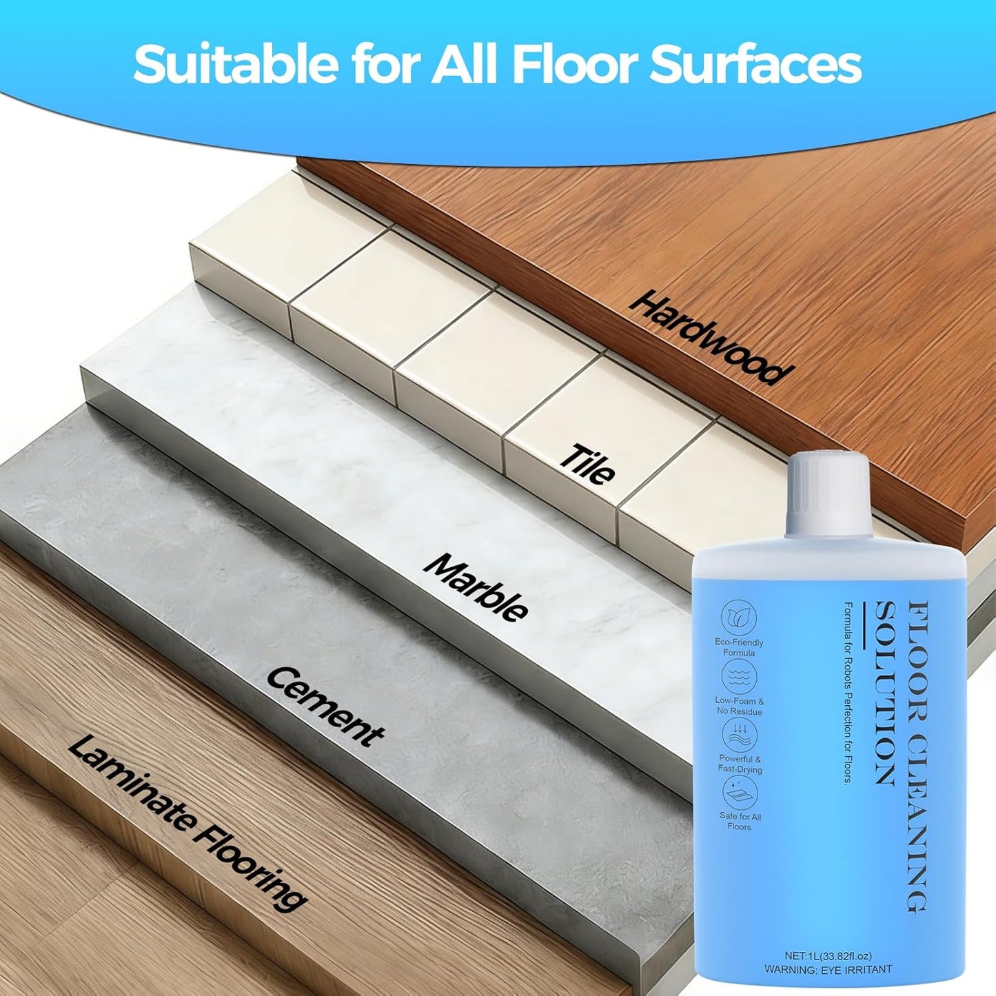 Skiennix Floor Cleaning Solution - Powerful Cleaner for Hardwood & Tile | 1L (33.8 Fl. Oz)