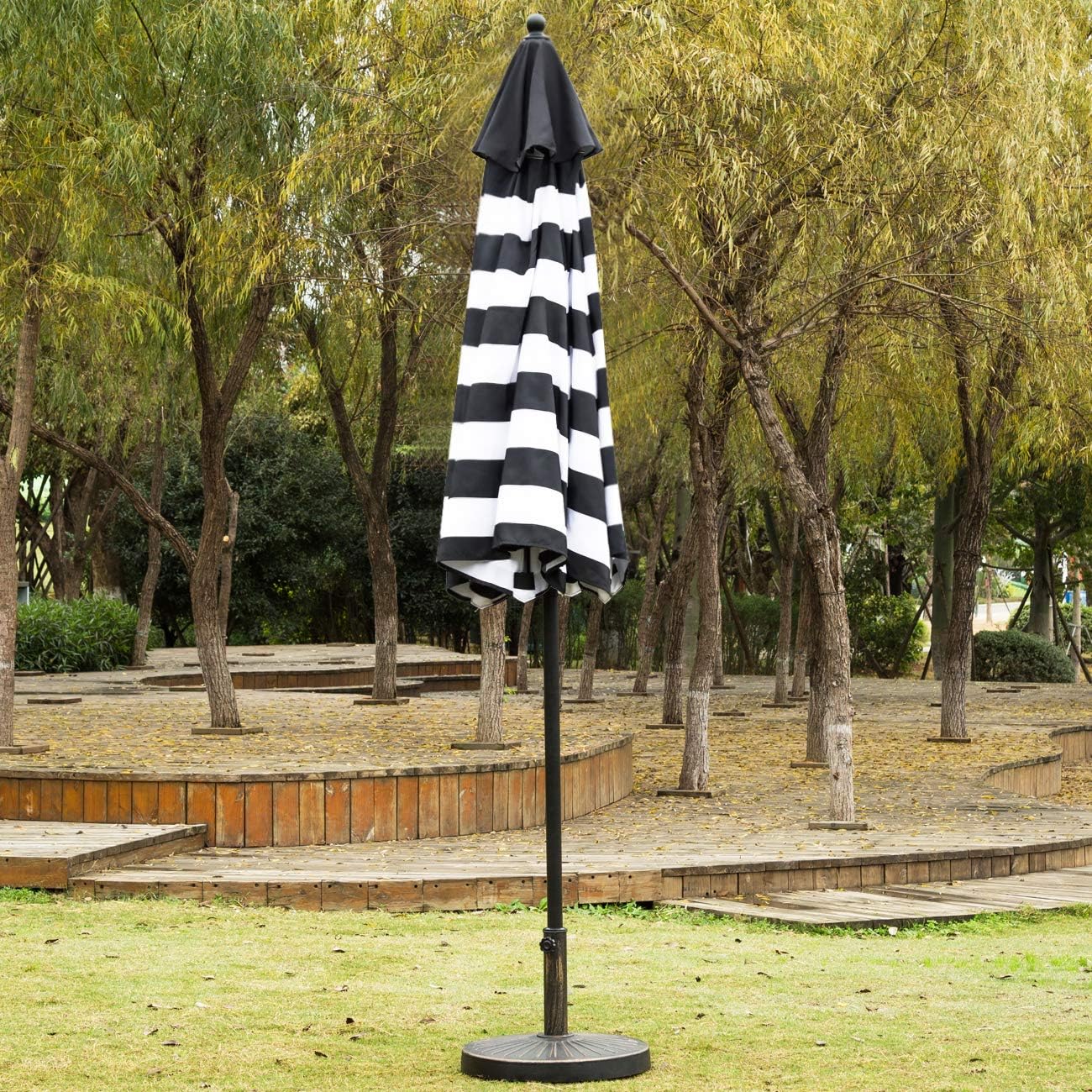 Sunnyglade 9' Patio Umbrella - Durable Outdoor Table Umbrella with 8 Sturdy Ribs | Black and White