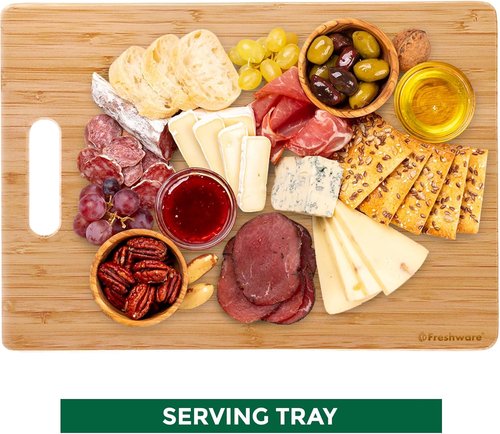 Freshware Bamboo Cutting Board Set - Knife Friendly, Lightweight & Easy Storage | 3 Wooden Boards