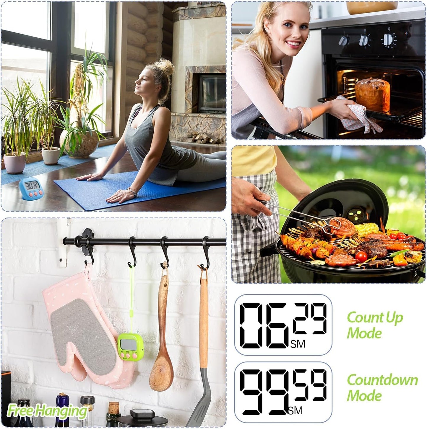 20 Pack Small Digital Timers, Timer for Kids, Magnetic Back and ON/Off Switch, Minute Second Count Up Countdown Kitchen Timers, Suitable for Cooking, Egg, Classroom, Teacher, Exercise, Study, Oven