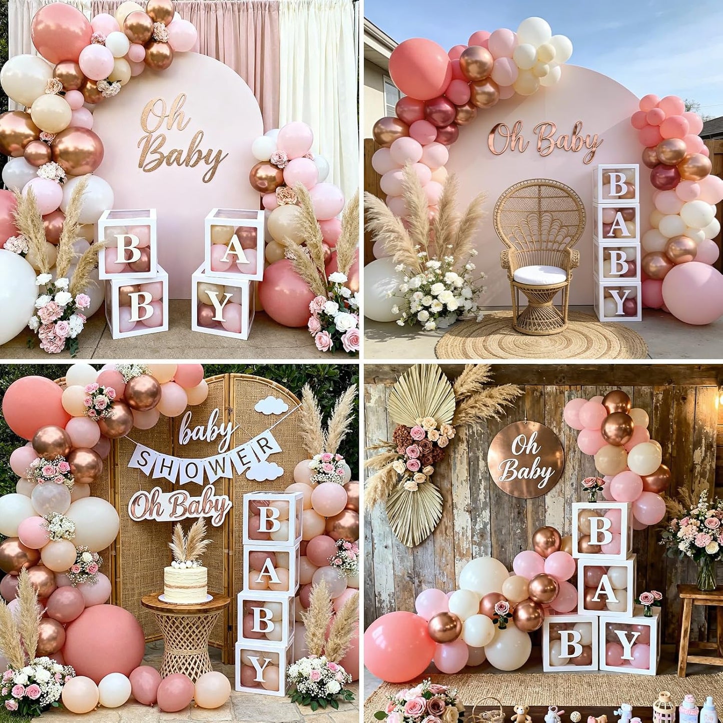 Winrayk Rose Gold Balloons - Floral Baby Shower Decorations with Letters | Pink Balloon Arch Kit for Girls