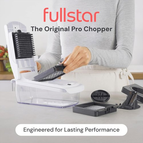 Fullstar Vegetable Chopper & Mandoline Slicer - 7-in-1 Kitchen Food Chopper with Container & Grater (White)