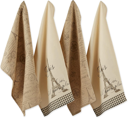 Decorative Cotton French Jacquard Dish Towels Set of 3 - Stylish Kitchen Tea Towels for Cooking & Baking