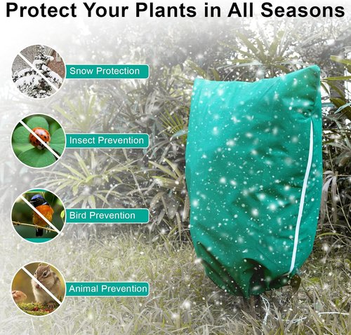 Insoma Plant Covers - 2 Packs of 2.2 oz/yd² Frost Protection for Outdoor Plants | 47.7" W x 71.7" H with Zipper & Drawstring