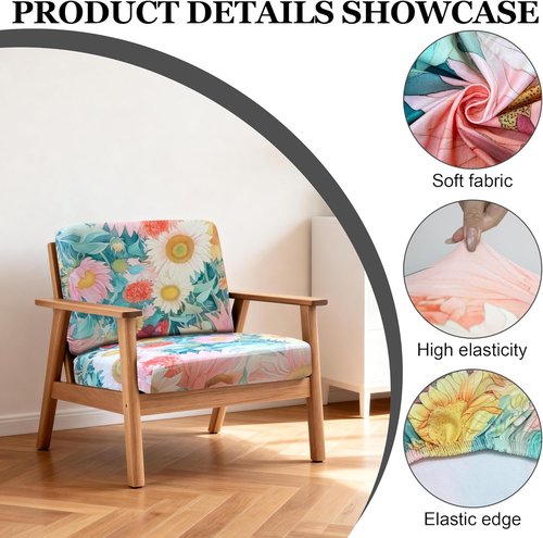 BIETYONE Patio Cushion Covers - 4Pcs Stretch Slipcovers for Outdoor Sofa | Washable & Reusable