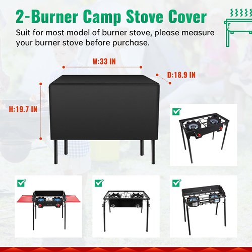 iCOVER Patio Cover - Heavy Duty 600D Protection for Camp Chef 2 Burners Stove | Durable Camping Gear