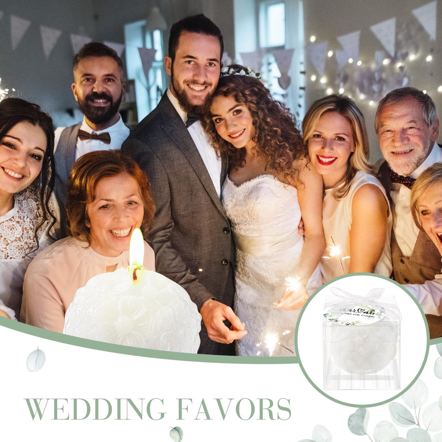 Roowest 50 Pack Wedding Candles Favors Set Include Rose Ball and Greenery Thank You Cards Party for Guests Bridal Shower Return Gifts Keepsakes