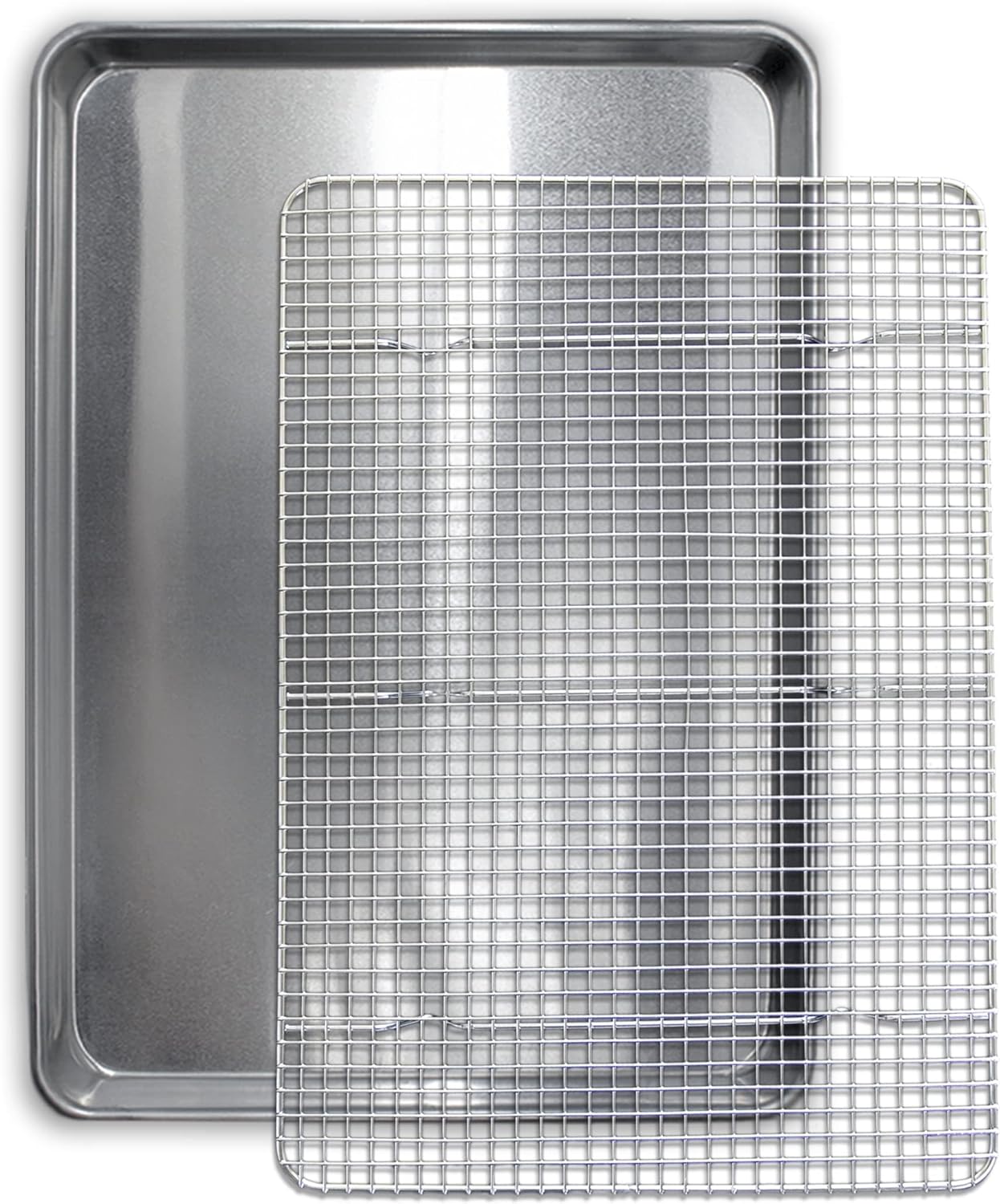 Skiennix Commercial Quality Cookie Sheet & Rack Set - Heavy Duty Aluminum Half Pan 13x18, Rust & Warp Resistant