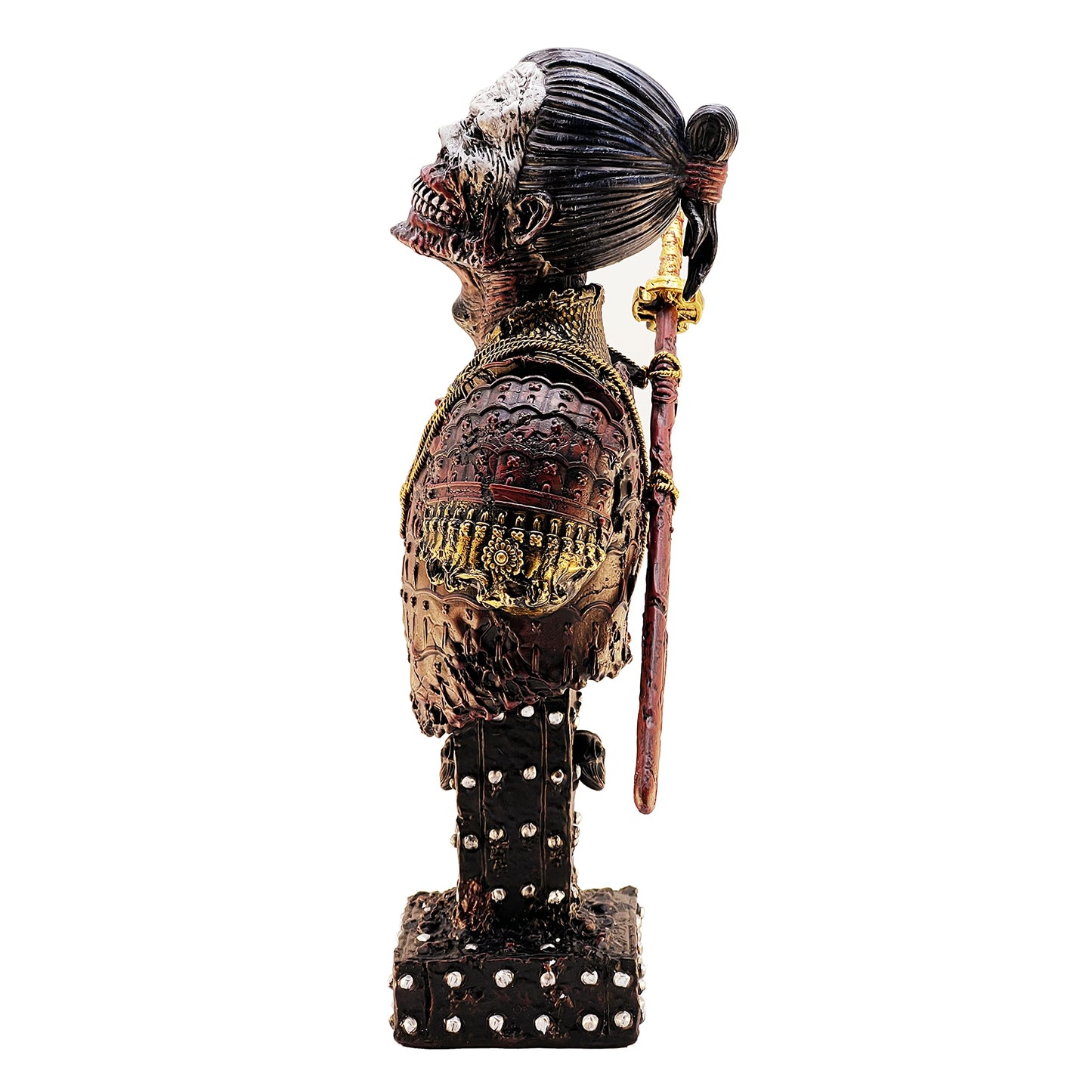 LOOYAR Undead Samurai Zombie Resin Bust Statue for Home Office Decor (Red)