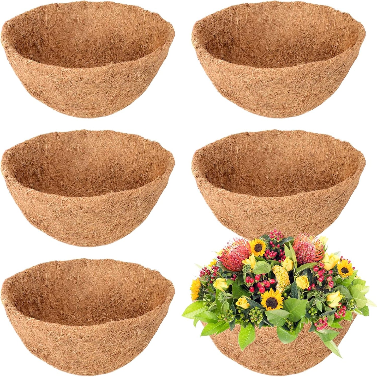 Legigo 10-Inch Coco Fiber Hanging Basket Liners - 100% Natural Round Replacement for Flowers & Vegetables