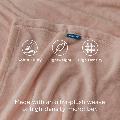 Bedsure GentleSoft Fleece Throw Blanket - Dusty Pink 300GSM Cozy Plush Blanket for Couch & Bed, 50x60 Inches