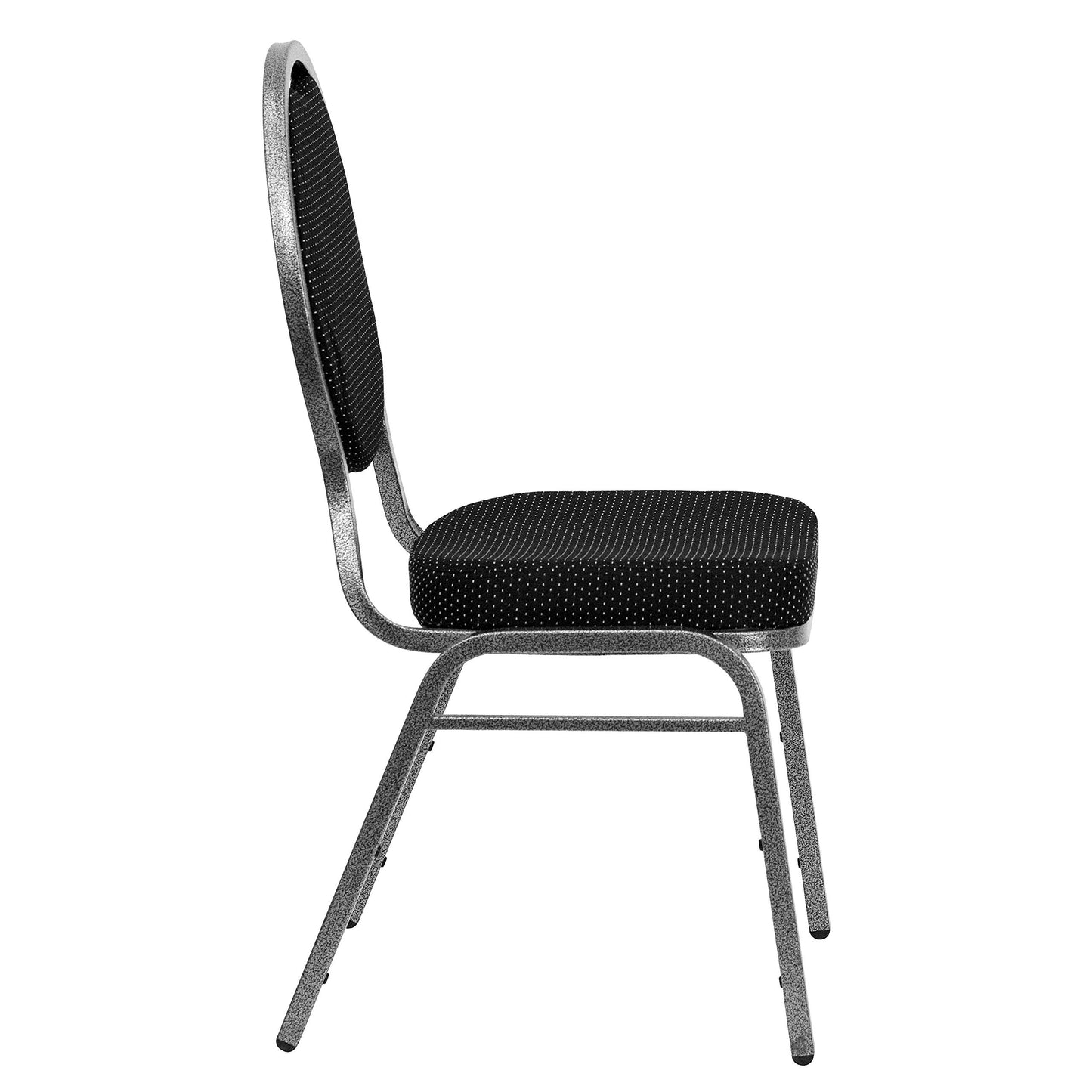 Flash Furniture HERCULES Series Teardrop Back Stacking Banquet Chair in Black Patterned Fabric - Silver Vein Frame