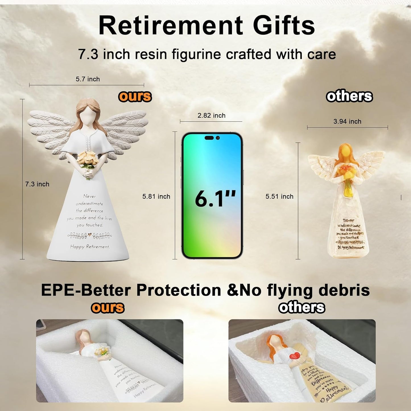 Newoh Angel Figurine Decor - Happy Retirement Gift for Women | 7.3” Retirement Party Decoration