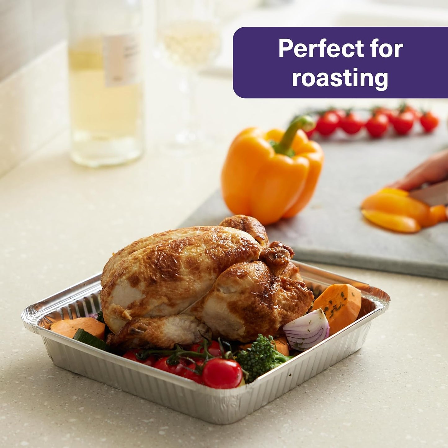 Matana 25 Pack Aluminum Pans - 9" Square Disposable Foil Baking Trays with Lids